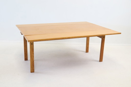 Mesa de centro abatible escandinava vintage de roble, década de 1970.