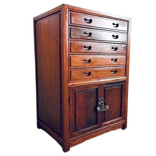 Coffret à couverts chinois vintage en bois 1950