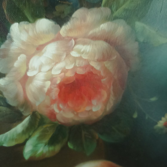 Image 1 of Impressive Floral Still Life "A. Jordin" – 120 cm high – Includes Luxury Frame
