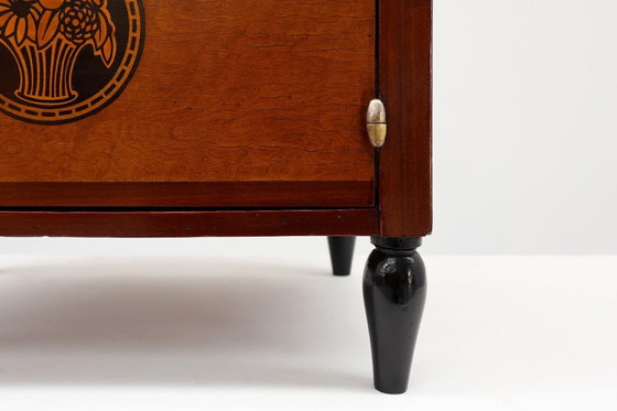 Image 1 of Tavolino Art Déco ad arco con contenitore e piano in marmo nero, Francia, 1920 ca. 1920