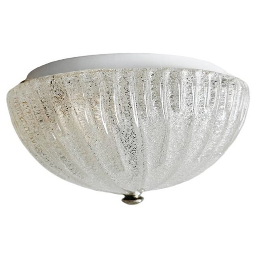 Plafonnier en verre glacé de Murano du Mid Century 1970