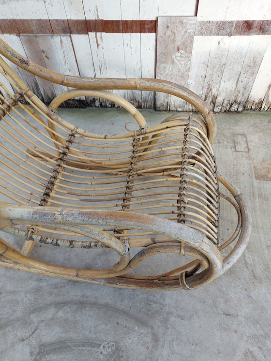 Image 1 of Originele Rohe Noordwolde rotan schommelstoel – jaren 50/60