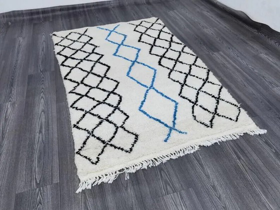 Alfombra bereber blanca con decoración, 250cm x 150cm – Wool, Bohemian (photo 2 of 9)