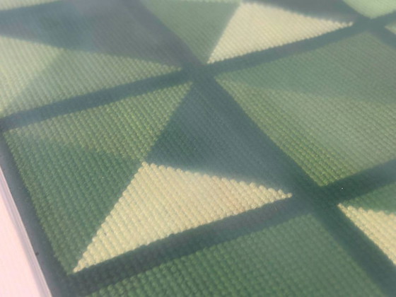 Image 1 of Geometric textile picture in an aluminum frame, 1970s
