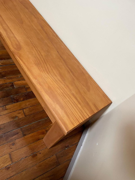 Image 1 of Massief grenen bank, honingkleurige wasafwerking, 140x38x45 cm, vintage eetkamerbank