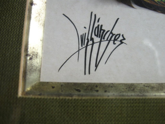 Image 1 of Paesaggio in miniatura dipinto su una piuma di uccello