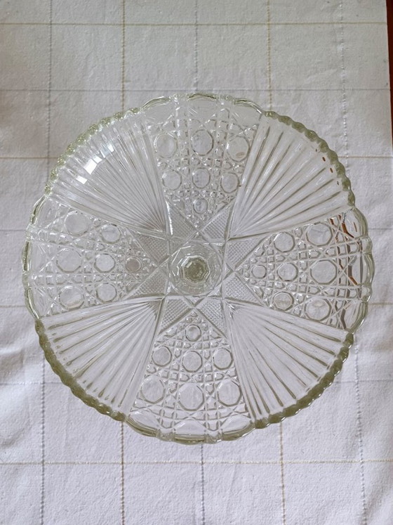 Franse Art Deco compotier. Geperst glas. 1920-30 – Schalen (photo 5 of 6)
