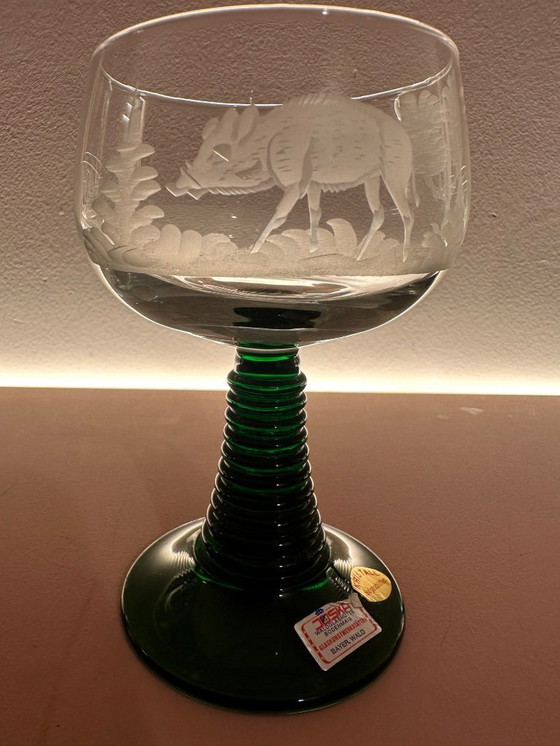 Image 1 of Joska 1970s, set of 6 crystal roemer wine glasses