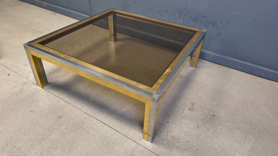 Image 1 of Vintage chrome and brass coffee table in the manner of Romeo Rega, 1970s