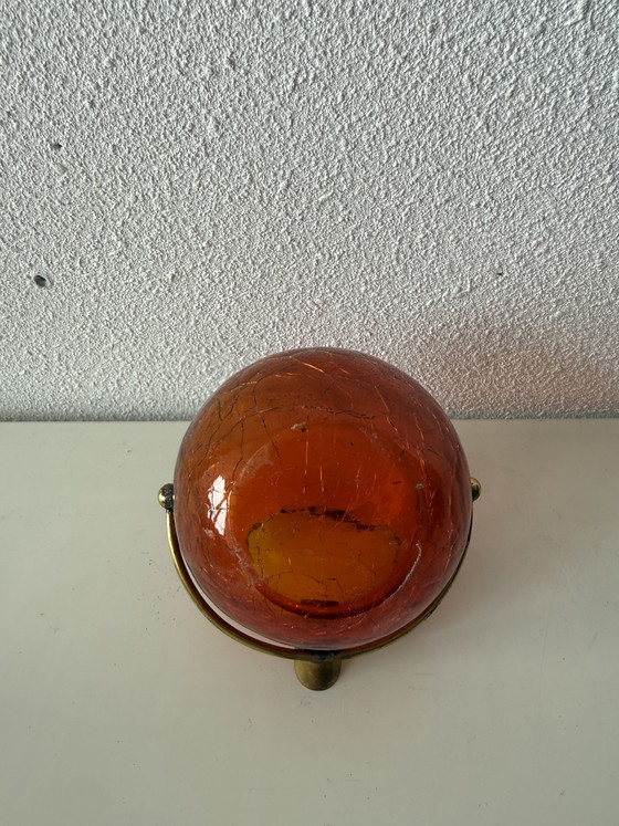 Image 1 of Space Age messing en kristallen glazen bolasbak – Marita Voigt, Harzkristall, Duitsland – jaren 1970