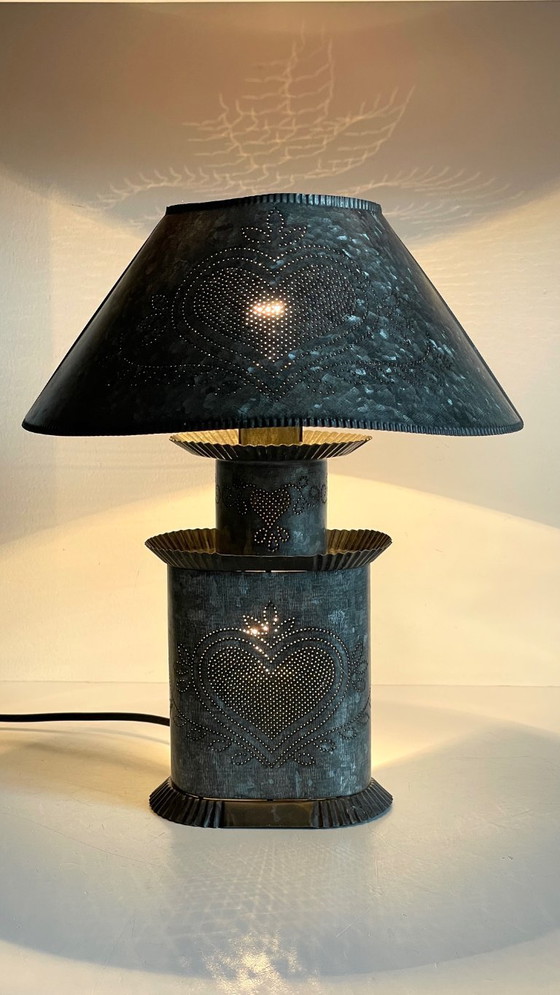 Image 1 of Vintage Zinc Heart Lamp