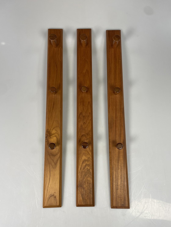 Image 1 of Vintage Teak Wall Coat Rack With Hangers, Aksel Kjersgaard For Odder Mobler, Denmark 1960'S