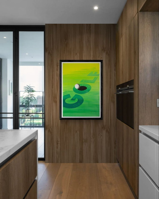 Image 1 of Golf – 1960 – Originele vintage sportposter van Munetsugu Satomi – Mid-Century Modern – 97x67 cm