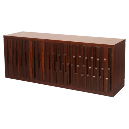 Luciano Frigerio Brutalist Padouk Hout Gaetano Dressoir voor Frigerio di Desio