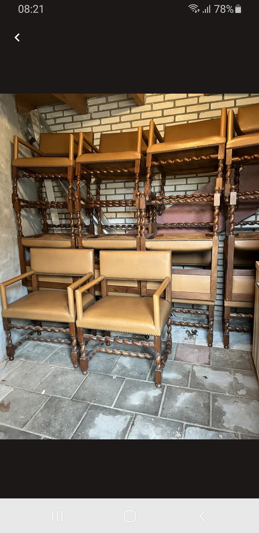 14 antique twisted chairs