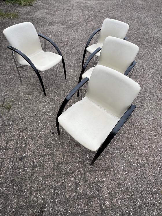 Image 1 of 4 Esszimmerstühle aus Leder Team by Wellis Farbe Beige/Schwarz neuwertig.