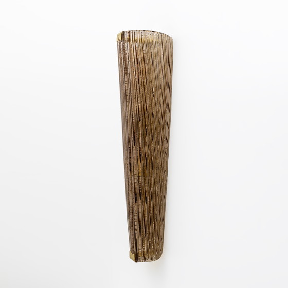 Image 1 of Coppia di applique moderne in vetro di Murano ambrato e ottone