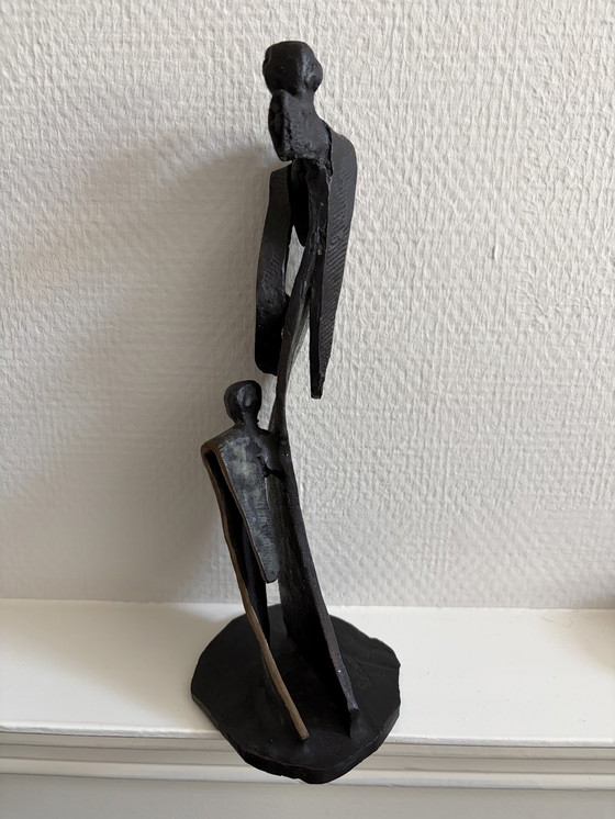 Image 1 of Renée van Leusden (Netherlands, 20th century) Stylized bronze sculpture – Standing female figure Signed and dated 1995