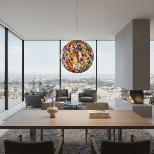 Murano glazen hanglamp Millefiori 40 cm handgeblazen bol