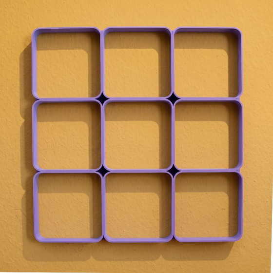 Set de 4 Panneaux Muraux Modulaires en Plastique Violet Space Age, années 70 | Panneau Mural 3D | (photo 3 of 11)
