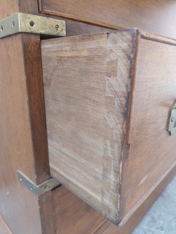 Cassettiera da scrivania antica vintage della Marina Militare Inglese – Scrivanie, Leather, Wood (photo 7 of 15)