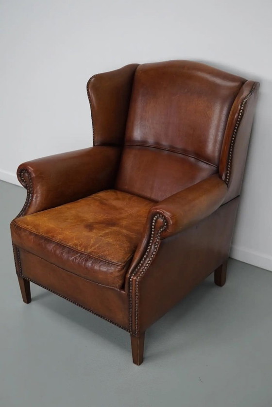 Image 1 of Vintage Nederlandse cognackleurige leren clubfauteuil