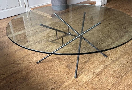 Image 1 of Vintage glass coffee table diam. 120 cm