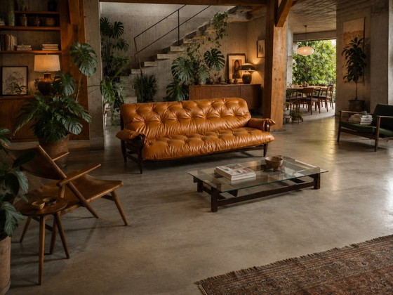 Jean Gillon Rodeio bank voor Italma Wood Art, Brazilië, 1965 – 3-5 zitsbanken, Leather, Vintage (photo 17 of 17)