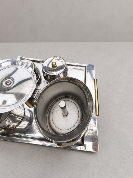 État neuf! Set café vintage Guido Bergna pour Douwe Egberts – 5 pièces design italien (Acier Inoxydable (photo 10 of 10)