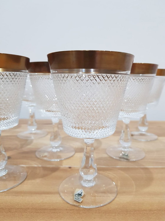 Verres en cristal de Rheinkristall, Allemagne, années 1950-1960, lot de 9 – Verres et carafes, Crystal, Gold (photo 12 of 12)