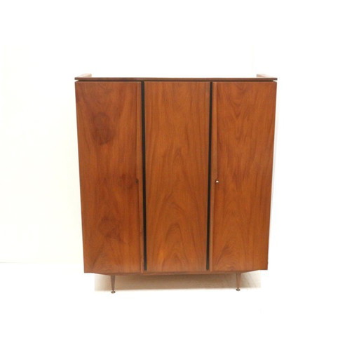Vintage 3-door wardrobe with shelves and storage space from the 1960s
