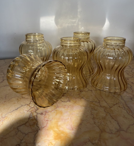 5x lampenkapjes en glaçure vintage