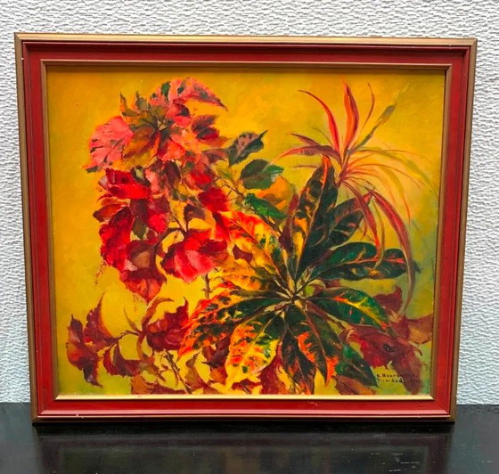 Still life with exotic flowers, oil on panel – Paintings & Drawings, Canvas (photo 6 of 6)