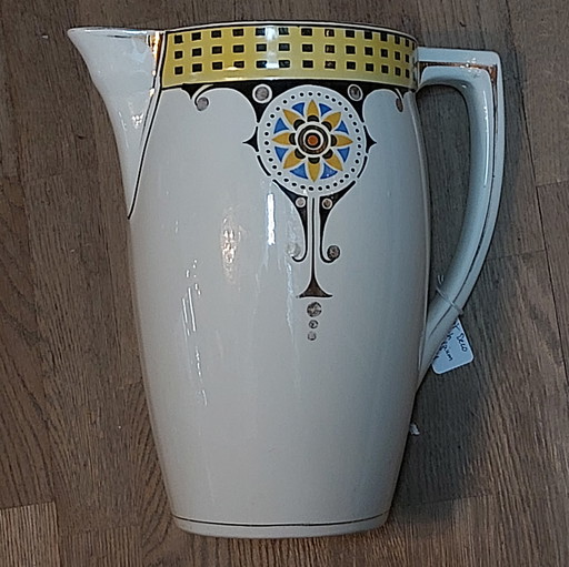 Preciosa jarra de agua con lámpara grande estilo art déco de Boch Bélgica