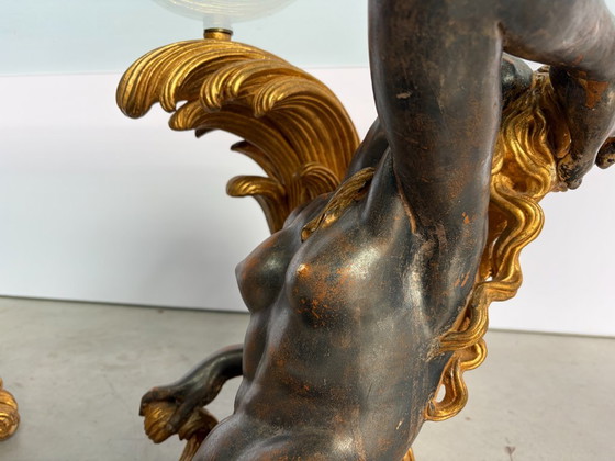 Vintage Gilt Wood Mermaid Coffee Table, 1960s – Glass (photo 3 of 11)