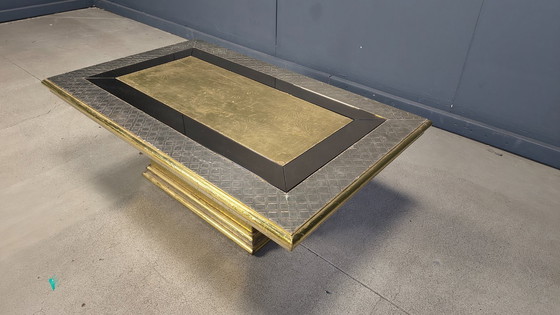 Image 1 of Gony Nava etched brass coffee table, 1970s