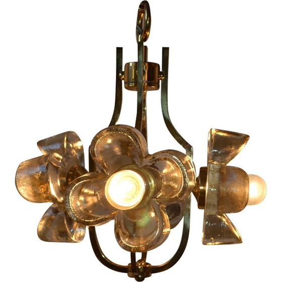 Image 1 of Floral glass chandelier produced by Simon & Schelle - 1960s