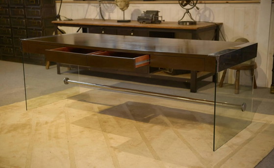 Scrivanie design in melaminico, vetro e cromo anni '80 (photo 9 of 10)