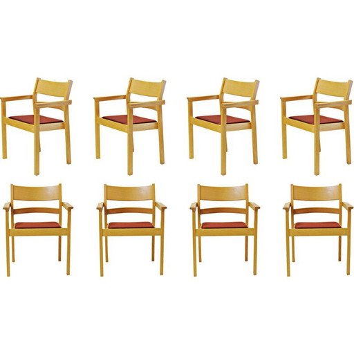 Set di 8 poltrone vintage in faggio di Hans J. Wegner