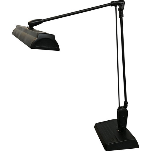 Lampe de bureau vintage à bras oscillant en métal noir, États-Unis années 1960