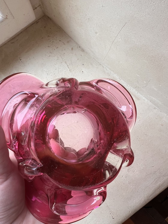 Image 1 of Ciotola/posacenere vintage in vetro rosa stile metà secolo