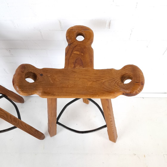 Image 1 of 2x vintage brutalist bar stool