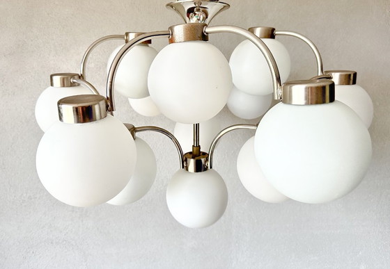 Vintage Boulanger Sputnik Lamp, Ceiling lights, Glass, Metal, Silver (photo 9 of 13)