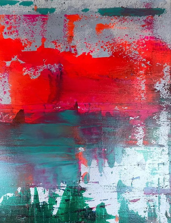 Image 1 of Original Acrylic Painting Abstract Expressionism Forest Lake