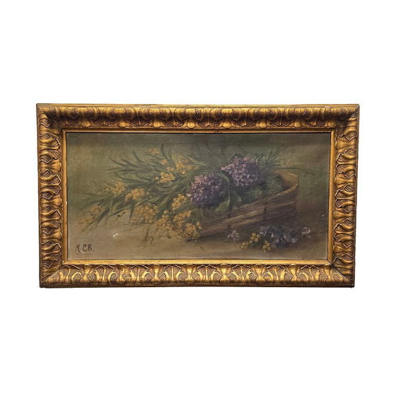 Image 1 of Antikes Ölgemälde eines Blumenstilllebens, Initialen ML.B., Anfang des 20. Jahrhunderts