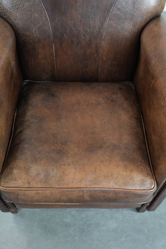 Image 1 of Mooie vintage schapenleren fauteuil/armchair met warme kleuren