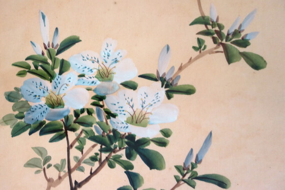 Image 1 of Set di 2 dipinti cinesi d&#39;epoca su seta