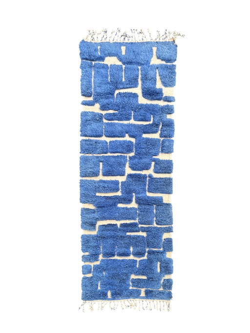 Moroccan Blue Majorelle Runner Runner Rug 90x255 cm, Living Room Runner Rug