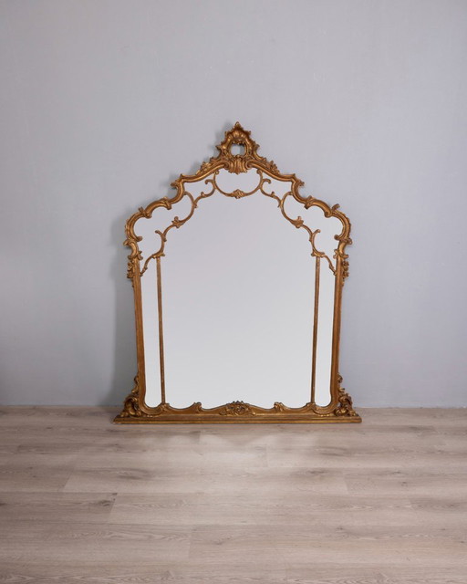 BAROQUE STYLE GILT WOOD WALL MIRROR FROM THE EARLY 20TH CENTURY