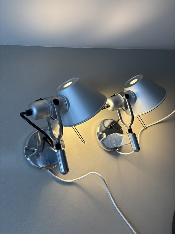 Image 1 of Set of two Artemide Tolomeo Faretto wall lamps silver aluminum